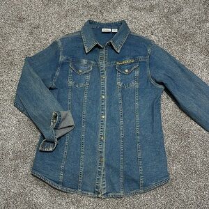 Hard Rock Cafe Memphis Jean denim shacket jacket button up long sleeve shirt XL